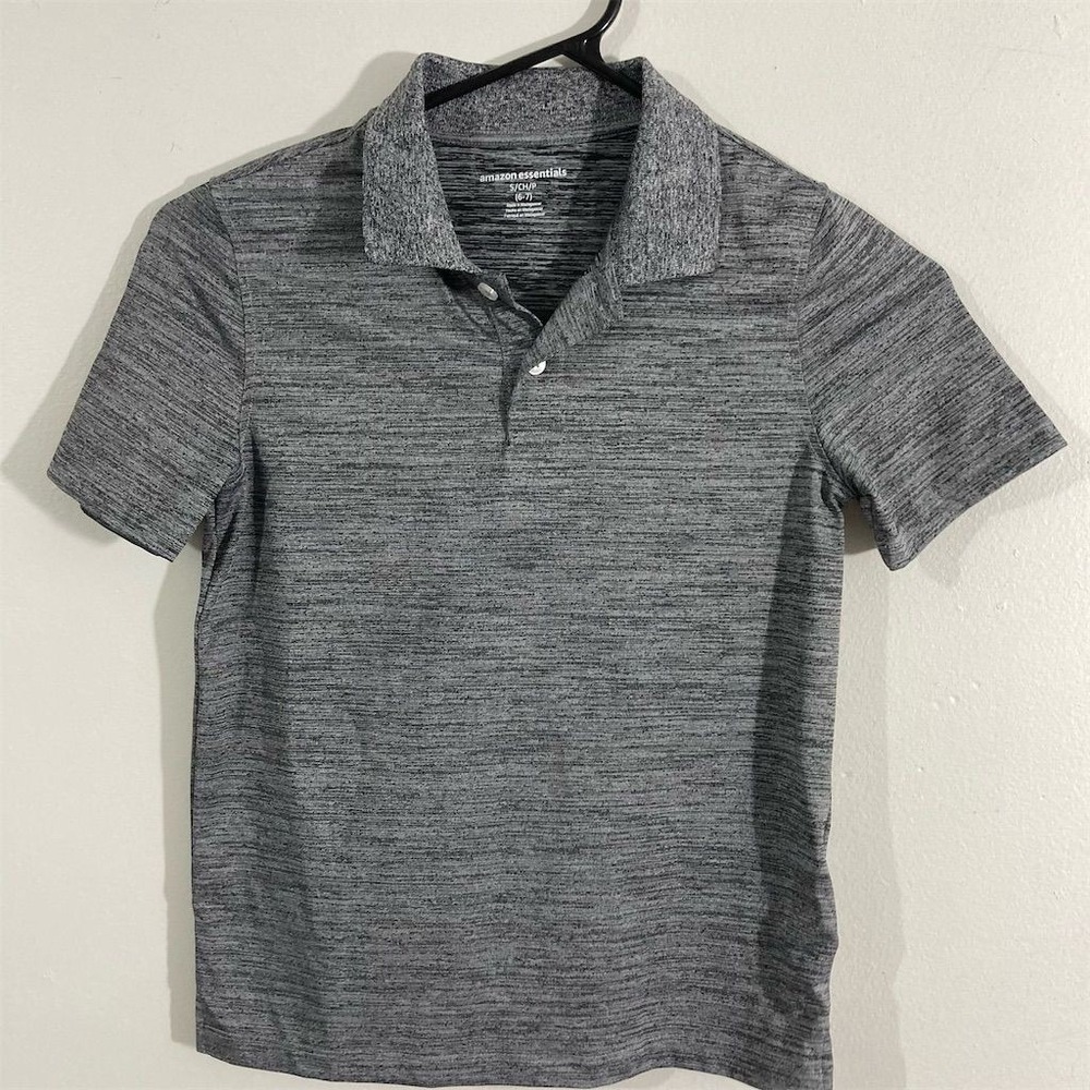 Amazon Essentials Men's‎ Polo Shirt Gray Short Sleeve Size S